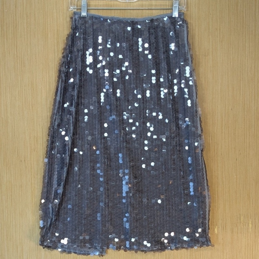 Old Navy Womens Y2K Party Glam Sequin Midi Pencil Skirt Small Petite Grey‎ NEW